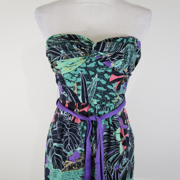 SOLDEdme & Esyllte Purple Floral Strapless Dress - Picture 8 of 8